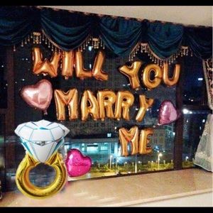 WILL YOU MARRY ME Letter Balloons 16" (Rose Gold)